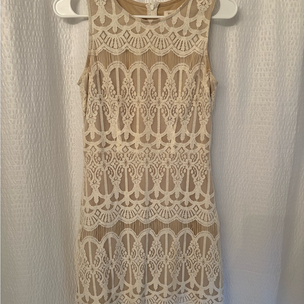 Elegant Lace Sleeveless Dress - Cream